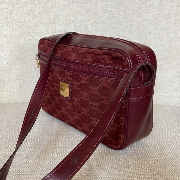 Celine Wine Suede Logo Crossbody - Picture 17 of 17